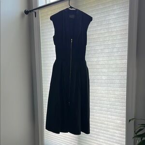 Anthropologie Black Sheath Midi Dress Crew Neck Sleeveless